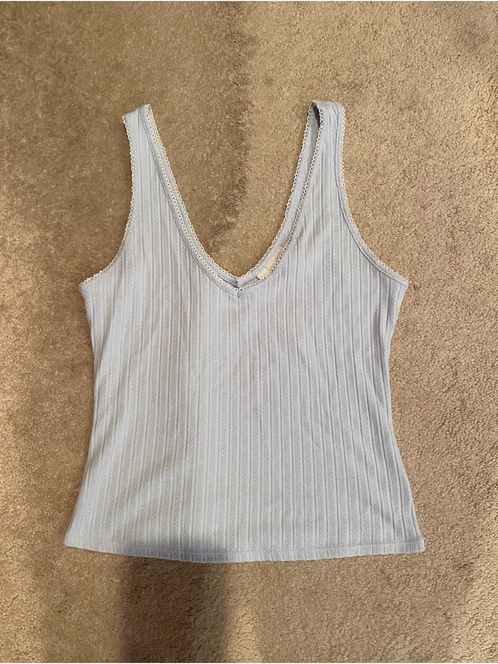 Universal Thread Light Blue Ribbed V-Neck Tank